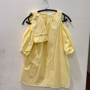 Zara Poplin Dress With Bow In Yellow Size 9
